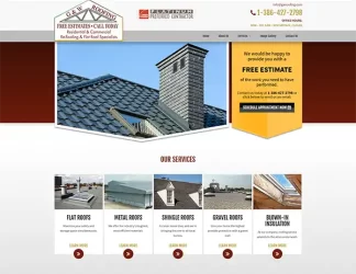 Screenshot of G&W Roofing’s outdated original website built by Yellow Pages, with dated layout, limited SEO structure, and basic roof service icons.
